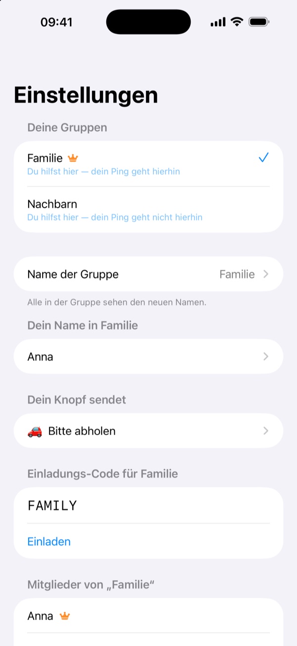 Mehrere Gruppen – Familie, Nachbarn, Freundeskreis hinter einem Knopf