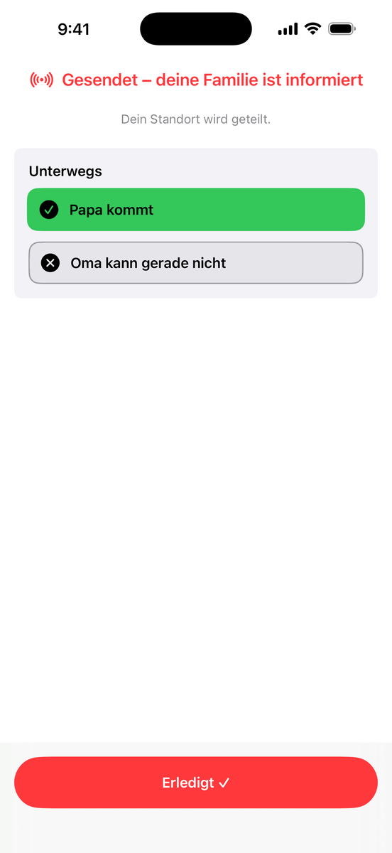 Auslöser-Ansicht: „Papa kommt“ und „Oma kann gerade nicht“