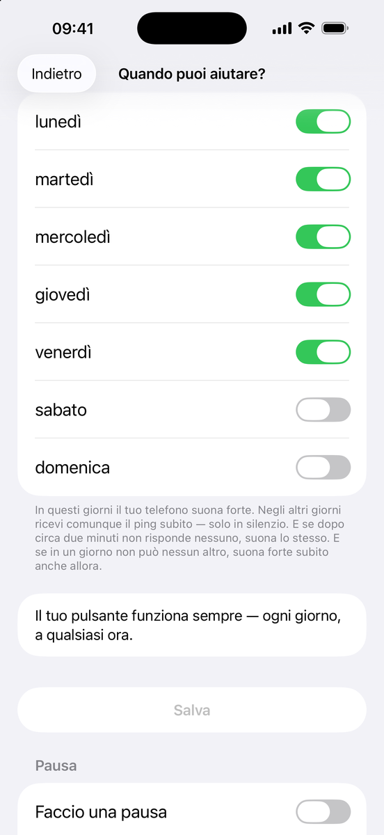 Quando puoi aiutare? – giorni della settimana e Faccio una pausa