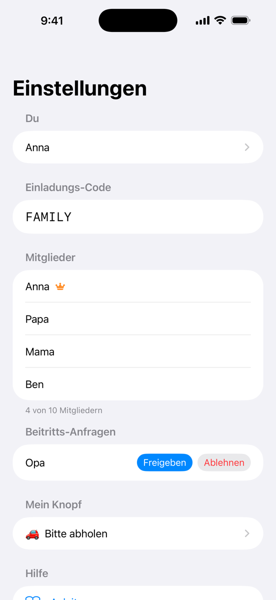 Einstellungen: Mitglieder und Beitritts-Anfragen freigeben