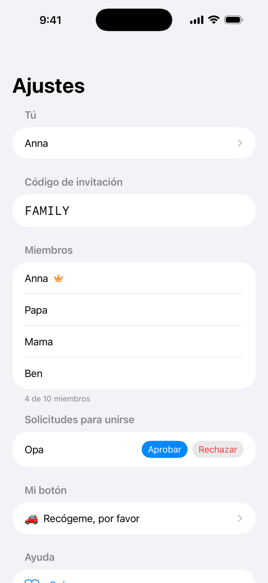Ajustes: miembros y aprobación de solicitudes